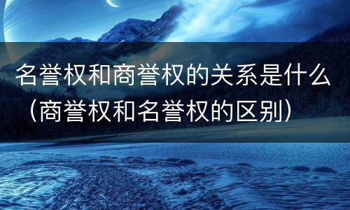名誉权和商誉权的关系是什么（商誉权和名誉权的区别）