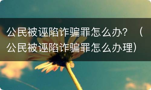 公民被诬陷诈骗罪怎么办？（公民被诬陷诈骗罪怎么办理）