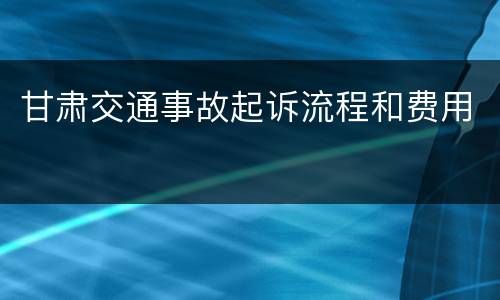 甘肃交通事故起诉流程和费用