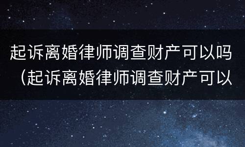 起诉离婚律师调查财产可以吗（起诉离婚律师调查财产可以吗多少钱）