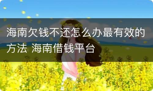 海南欠钱不还怎么办最有效的方法 海南借钱平台