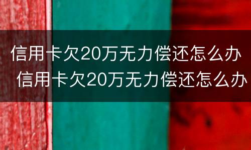 信用卡欠20万无力偿还怎么办 信用卡欠20万无力偿还怎么办啊