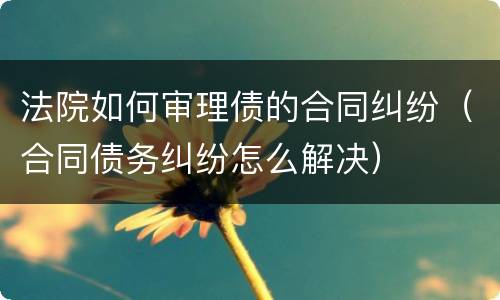 法院如何审理债的合同纠纷（合同债务纠纷怎么解决）