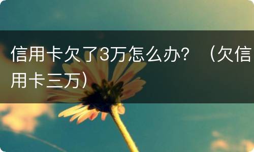 信用卡欠了3万怎么办？（欠信用卡三万）