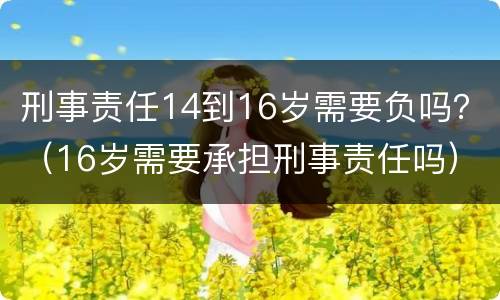刑事责任14到16岁需要负吗？（16岁需要承担刑事责任吗）