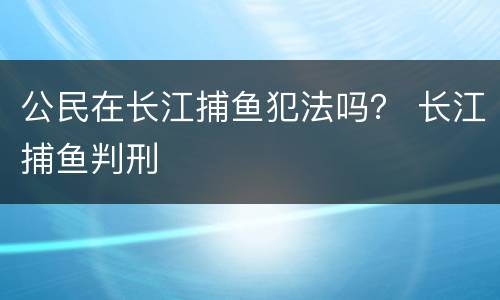 公民在长江捕鱼犯法吗？ 长江捕鱼判刑