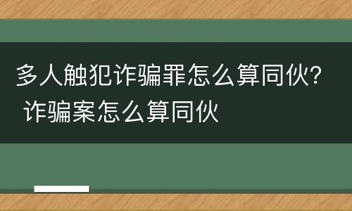 多人触犯诈骗罪怎么算同伙？ 诈骗案怎么算同伙