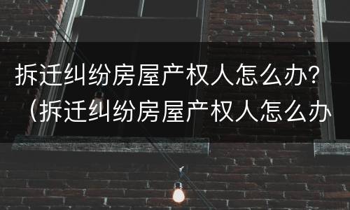 拆迁纠纷房屋产权人怎么办？（拆迁纠纷房屋产权人怎么办手续）