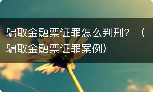 骗取金融票证罪怎么判刑？（骗取金融票证罪案例）