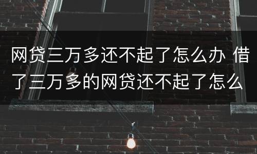 网贷三万多还不起了怎么办 借了三万多的网贷还不起了怎么办