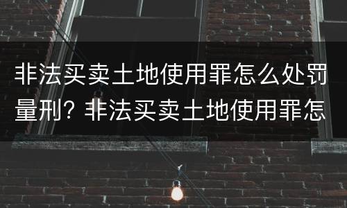 非法买卖土地使用罪怎么处罚量刑? 非法买卖土地使用罪怎么处罚量刑多少