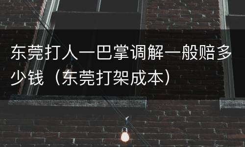 东莞打人一巴掌调解一般赔多少钱（东莞打架成本）