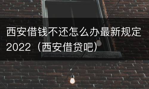 西安借钱不还怎么办最新规定2022（西安借贷吧）