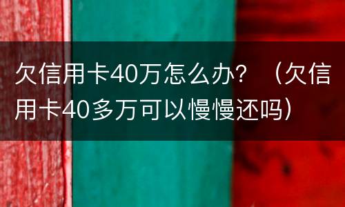 欠信用卡40万怎么办？（欠信用卡40多万可以慢慢还吗）