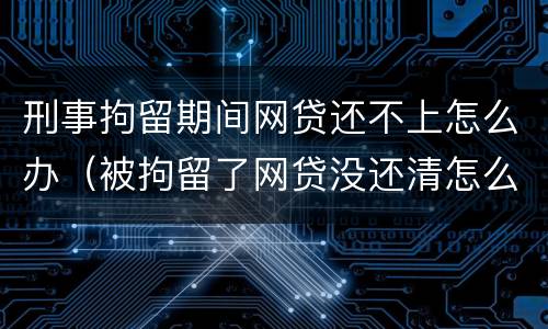 刑事拘留期间网贷还不上怎么办（被拘留了网贷没还清怎么办）