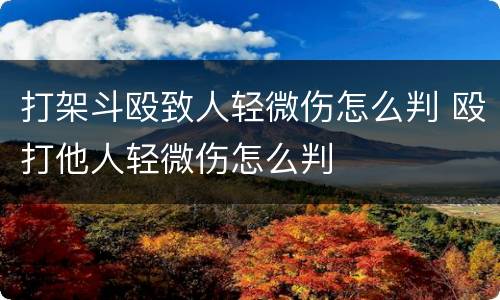 打架斗殴致人轻微伤怎么判 殴打他人轻微伤怎么判