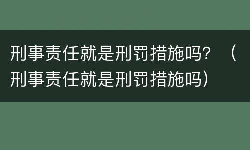 刑事责任就是刑罚措施吗？（刑事责任就是刑罚措施吗）