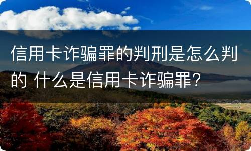 信用卡诈骗罪的判刑是怎么判的 什么是信用卡诈骗罪?