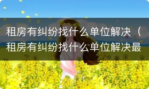 租房有纠纷找什么单位解决（租房有纠纷找什么单位解决最好）