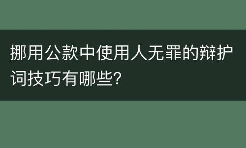 挪用公款中使用人无罪的辩护词技巧有哪些？