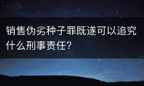 销售伪劣种子罪既遂可以追究什么刑事责任?