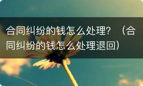 合同纠纷的钱怎么处理？（合同纠纷的钱怎么处理退回）