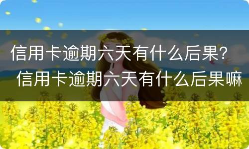 信用卡逾期六天有什么后果？ 信用卡逾期六天有什么后果嘛