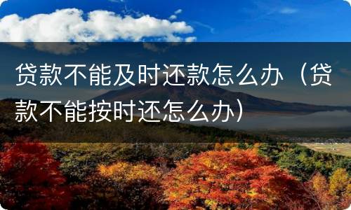 贷款不能及时还款怎么办（贷款不能按时还怎么办）