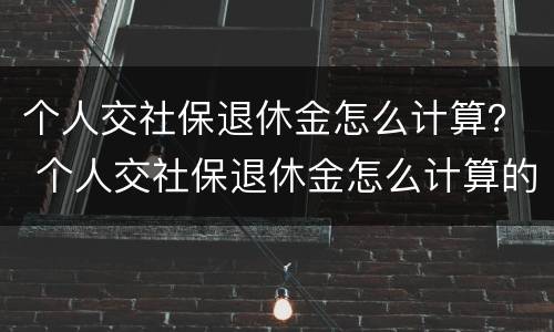 个人交社保退休金怎么计算？ 个人交社保退休金怎么计算的