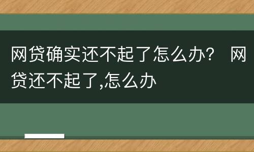 网贷确实还不起了怎么办？ 网贷还不起了,怎么办