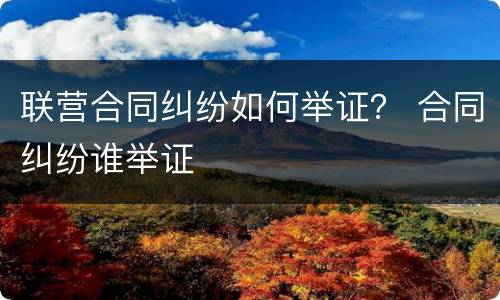 联营合同纠纷如何举证？ 合同纠纷谁举证