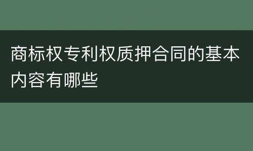 商标权专利权质押合同的基本内容有哪些