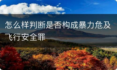 怎么样判断是否构成暴力危及飞行安全罪