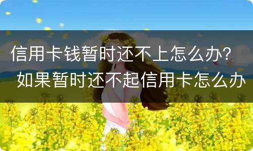 信用卡钱暂时还不上怎么办？ 如果暂时还不起信用卡怎么办