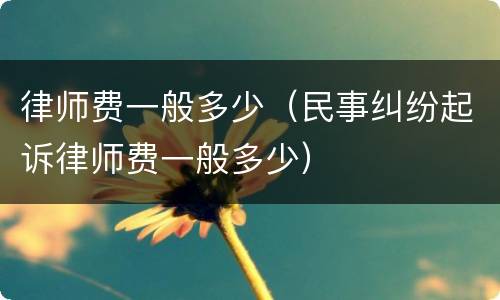 律师费一般多少（民事纠纷起诉律师费一般多少）