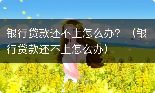 银行贷款还不上怎么办？（银行贷款还不上怎么办）