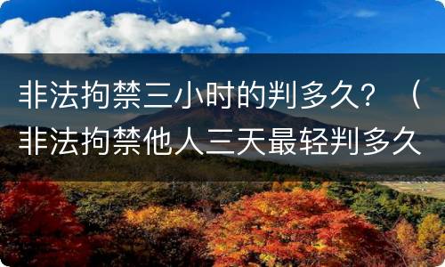 非法拘禁三小时的判多久？（非法拘禁他人三天最轻判多久）