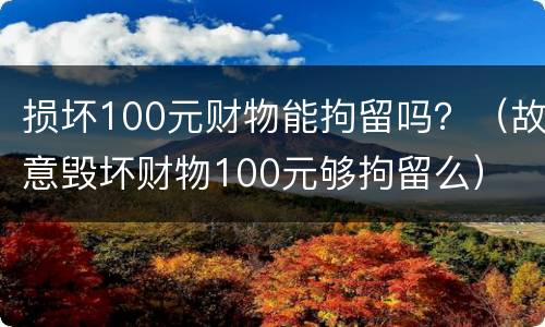损坏100元财物能拘留吗？（故意毁坏财物100元够拘留么）
