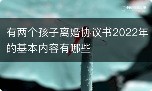 有两个孩子离婚协议书2022年的基本内容有哪些