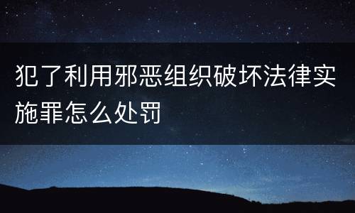 犯了利用邪恶组织破坏法律实施罪怎么处罚