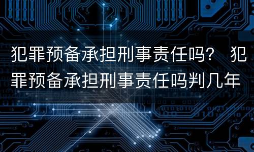 犯罪预备承担刑事责任吗？ 犯罪预备承担刑事责任吗判几年