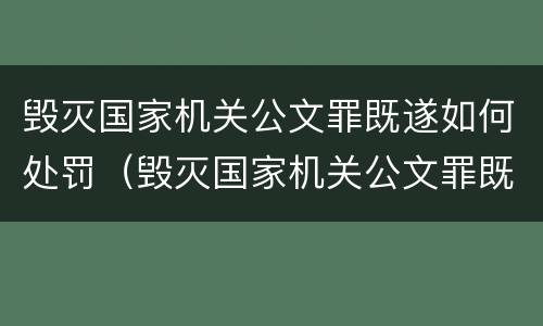 毁灭国家机关公文罪既遂如何处罚（毁灭国家机关公文罪既遂如何处罚案件）