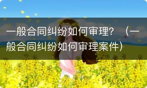 一般合同纠纷如何审理？（一般合同纠纷如何审理案件）