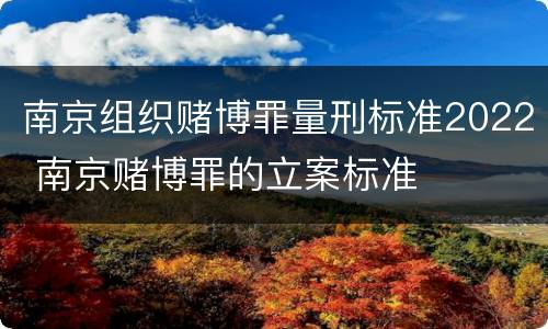 南京组织赌博罪量刑标准2022 南京赌博罪的立案标准