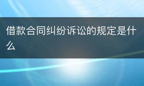 借款合同纠纷诉讼的规定是什么