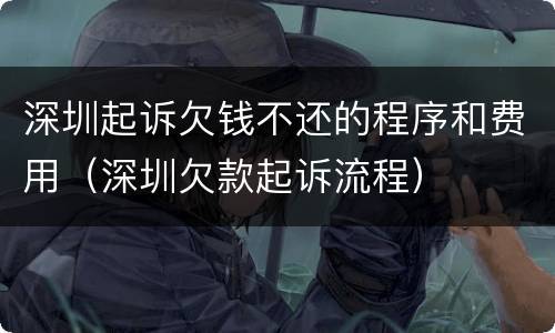 深圳起诉欠钱不还的程序和费用（深圳欠款起诉流程）
