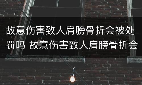 故意伤害致人肩膀骨折会被处罚吗 故意伤害致人肩膀骨折会被处罚吗知乎