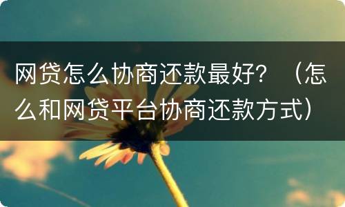 网贷怎么协商还款最好？（怎么和网贷平台协商还款方式）
