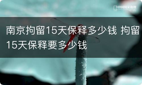 南京拘留15天保释多少钱 拘留15天保释要多少钱