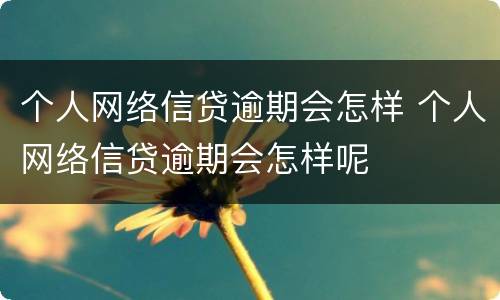 个人网络信贷逾期会怎样 个人网络信贷逾期会怎样呢